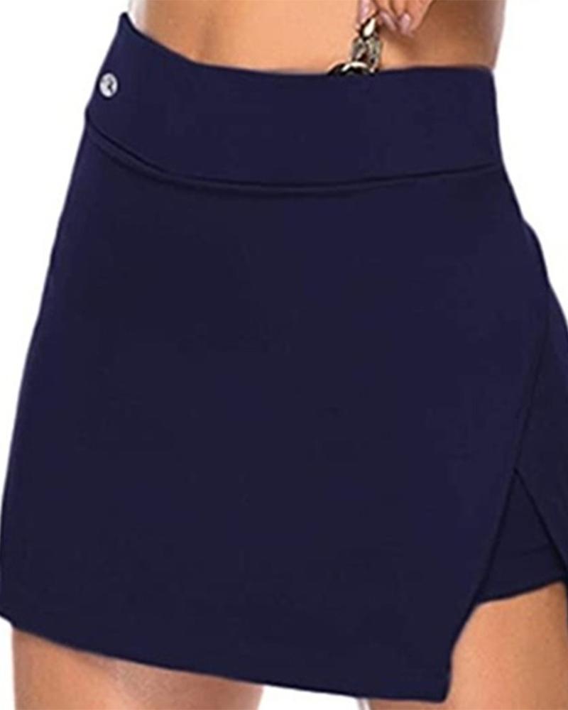 Solid Slit Hem Skorts Active Shorts