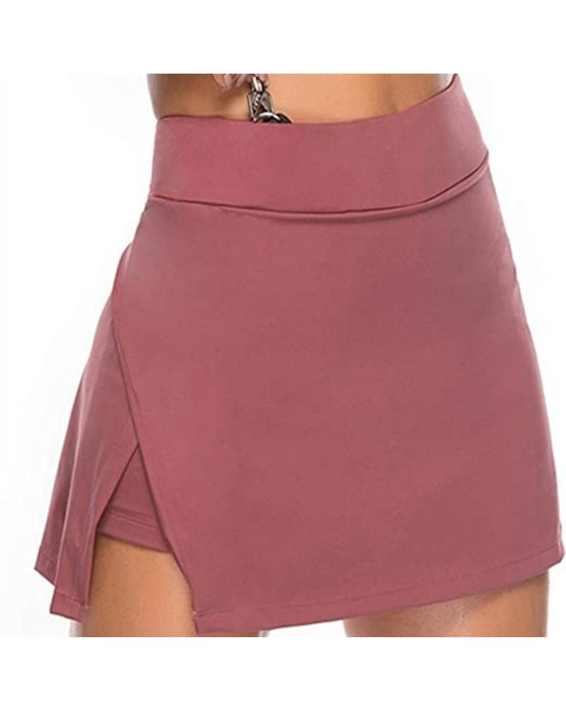 Solid Slit Hem Skorts Active Shorts