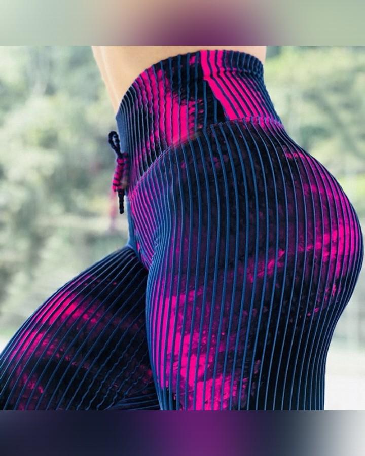 Abstract Lines Print Skinny Yoga Pants