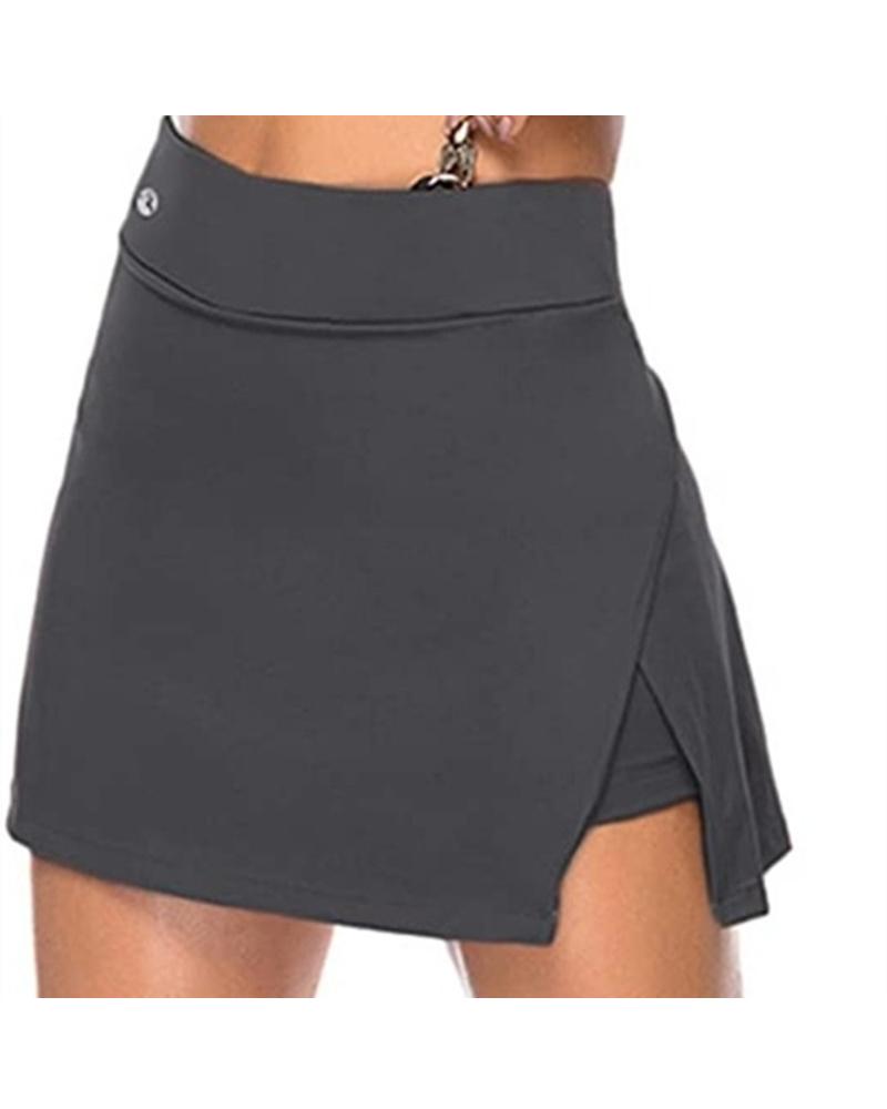 Solid Slit Hem Skorts Active Shorts