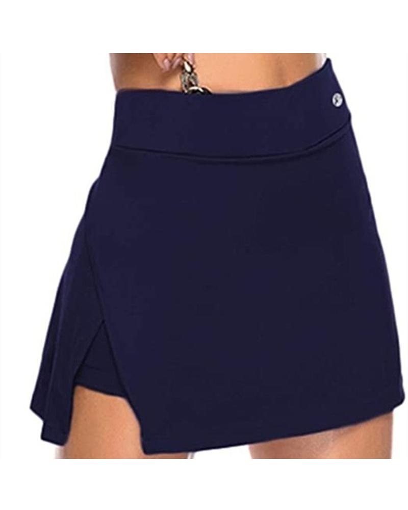 Solid Slit Hem Skorts Active Shorts